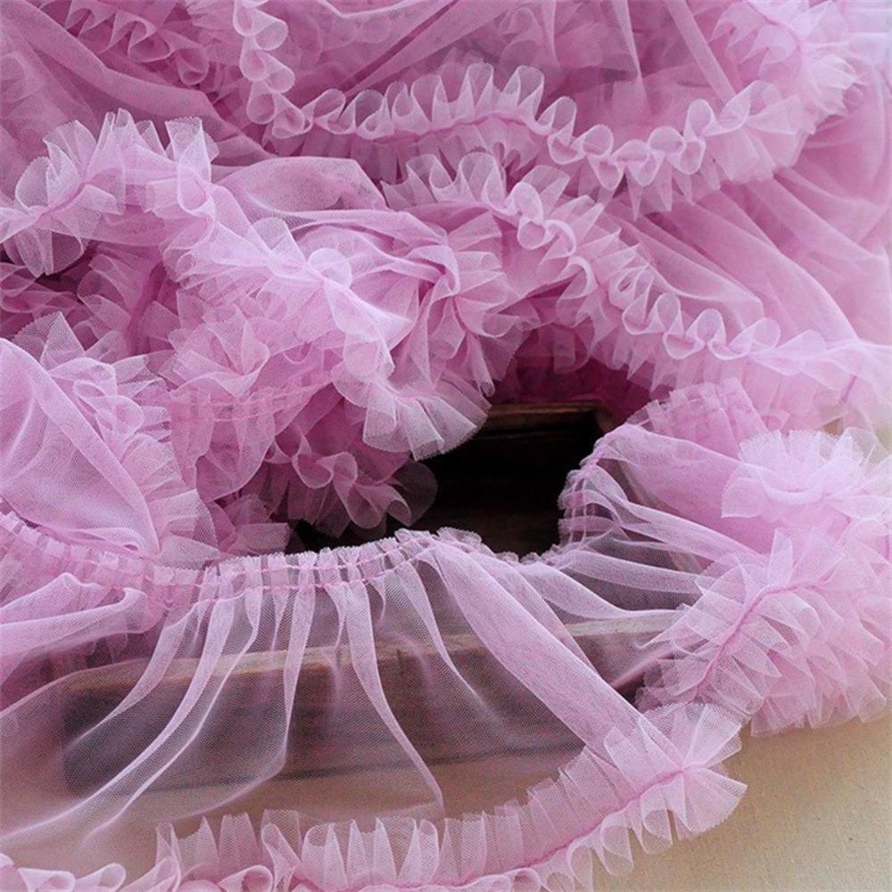 Multicolor Fringed Mesh Ribbon 15X90cm Size Ruffle Trim Pleated Fold Tulle  DIY Sewing Crafting