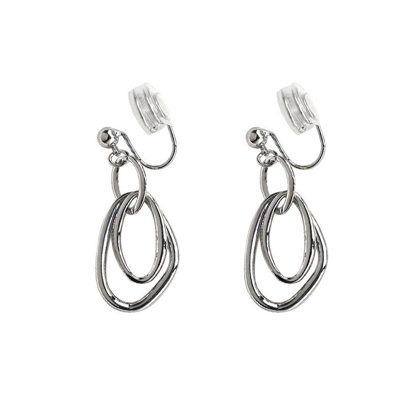 Niche Metal Circle Clip-On Earrings for Unpierced Ears - Fashionable, Mosquito Coil Design