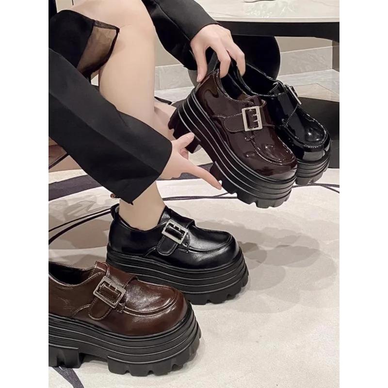 9CM Heels Chunky Sneakers  Spring Women Shoes Comfortable Casual Leather Shoes  Platform Sports Sneakers
