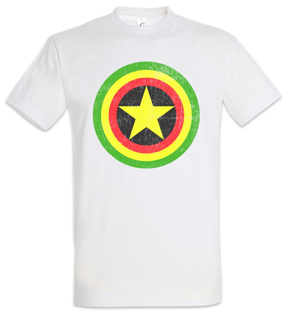 Captain Rasta T-Shirt Fun Comic Bob America Shield Music Reggae Irie Ska Marley 4XL