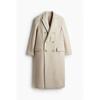 H M Double Breasted Wool Blend Coat Beige