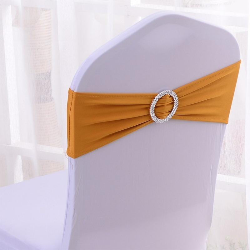 Wedding Decoration Birthday Party Chair Cover Elastic Hoop Bow Tie Elastic Fabric with Circular Buckle Suitable for All Banquet Chairs in The Hotel
