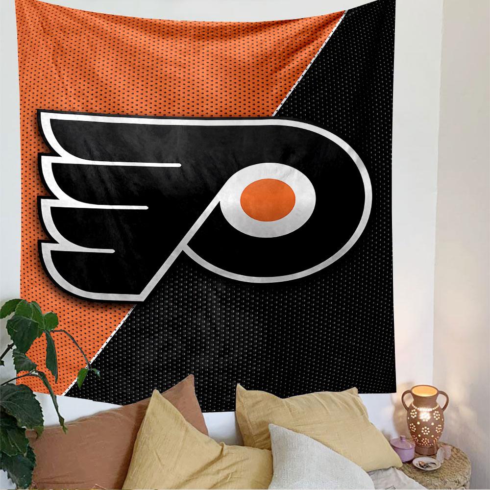 Philadelphia Flyers Tapestry Wall Hanging, NHL Hockey Team Logo Poster, Sports Wall Decor for Bedroom Living Room Dorm