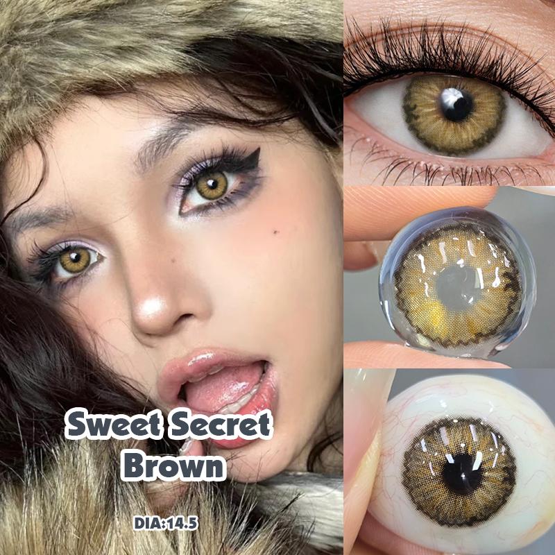 Mill Creek Sweet Secret Color Contact Lenses with Grade 14.5mm Hybrid Iris Blue/Grey/Brown Yearly Use Contact Lenses