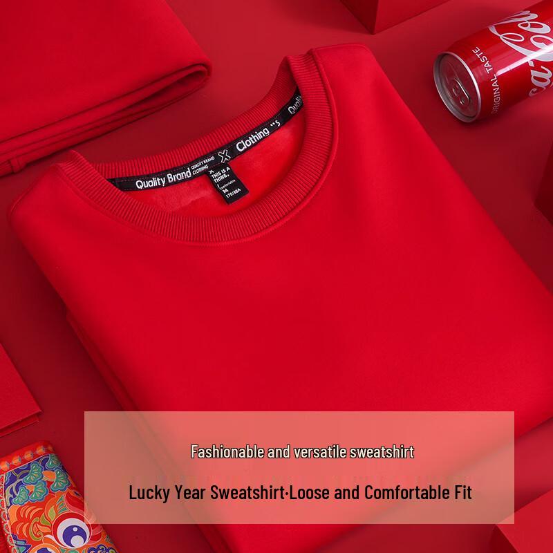 JEANSWEST Men's Red Fleece-Lined Year of the Horse Sweatshirt