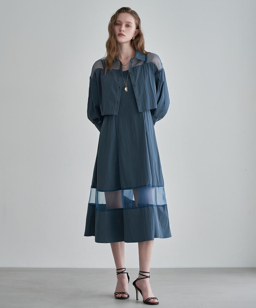 Leni And Mccoy Organza Color Block Shirt Set Dress Mm05Tp002Hjy