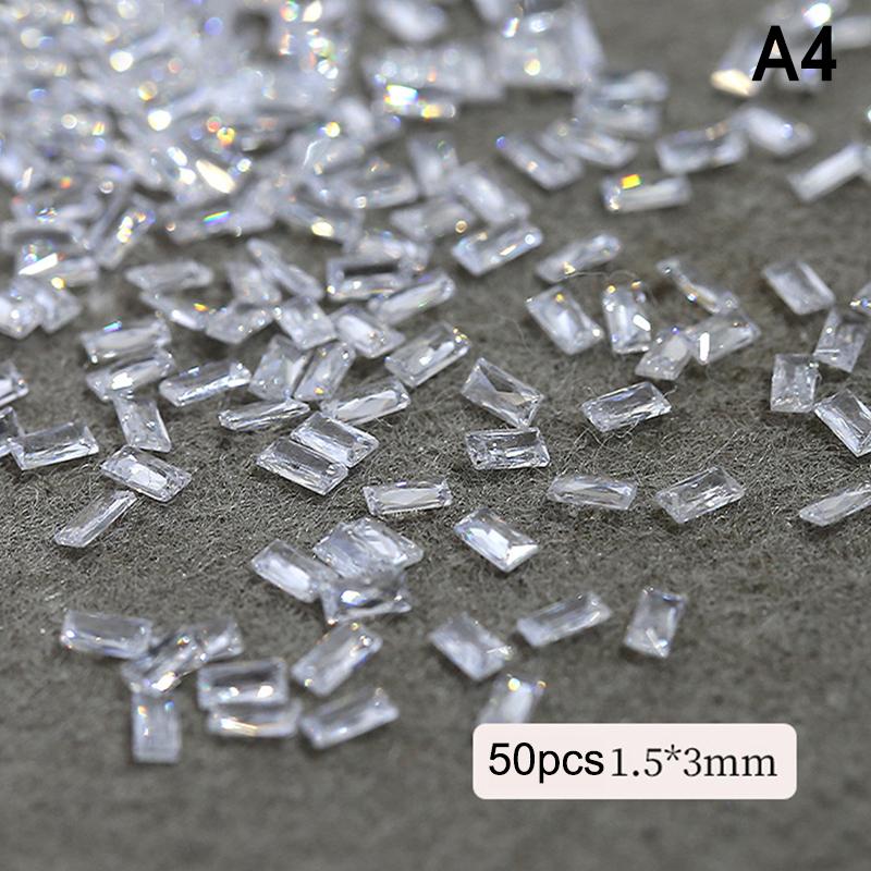 50Pcs Mini Nail Rhinestones Transparent Zircon Flash Nail Art Crystal Gems Dazzling Manicure Tip 3D Nail Art Decoration