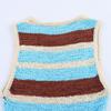 Kaslead New Women clothes Western Style Laminated Decoration Stripe Sleeveless Knitted Top 2142099 330