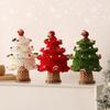 Crafted Holiday Knitted Christmas Tree Wooden Base Ornament Featuring Holiday Accents For Desktop Decoration