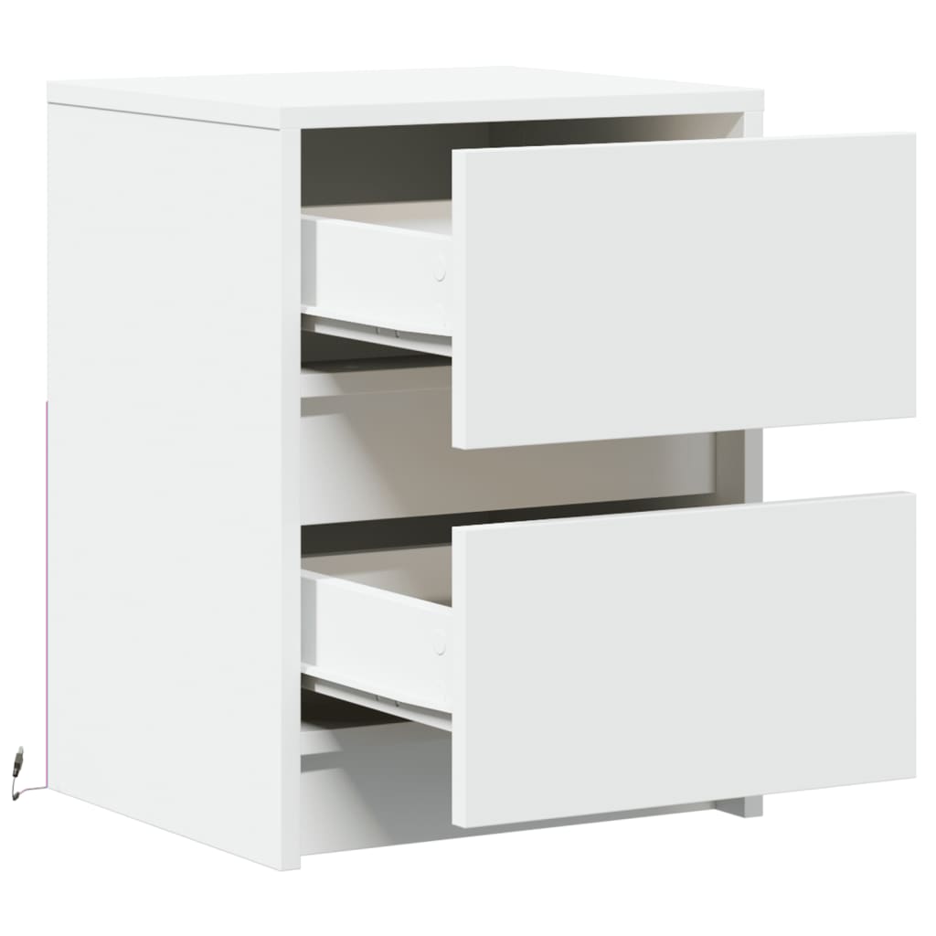 Nightstands with LED Lights 2 pcs White Particleboard