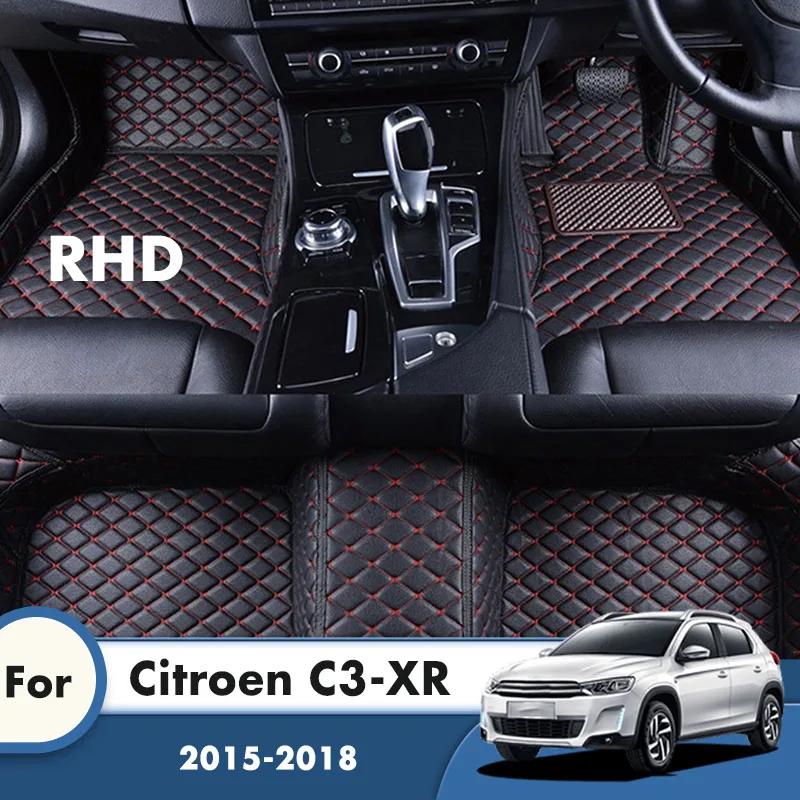 Floor Mats For Citroen C3-XR    2018 2017 2016 2015 Car Leather Carpet Pads Auto Front Rear Row Full Set Foot Rugs