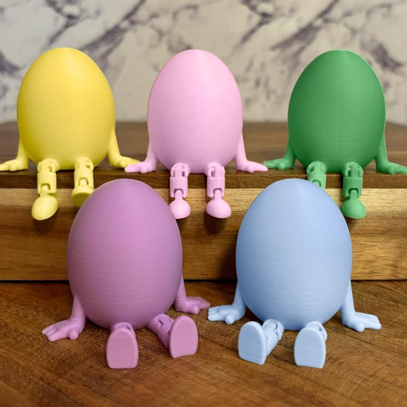 Articulated Bunny Egg Figurine Easter Decoration Movable Leg Joint Egg Statue Home Office Desktop Ornament And Gift