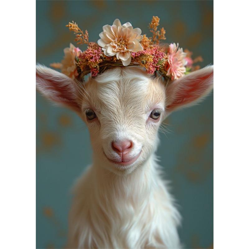 

Печать на холсте с изображением цветочной короны и детеныша животного, HD-постеры, милые портреты животных, настенные художественные картины для дома, детской спальни, декор 21cm×30cm NoFrame