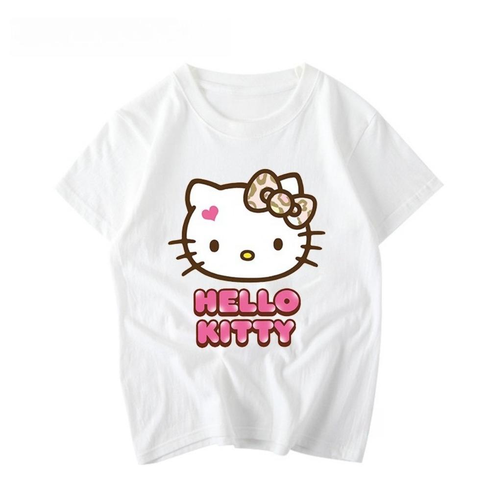 Women's New Cute Hello Kitty Pattern Printed Top Oversized Unisex Couple Trend Plus Size Loose Casual Short-sleeved T-shirt