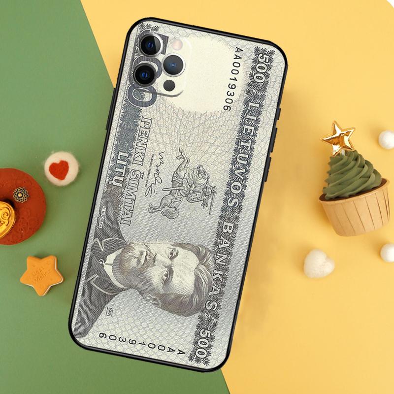Lithuania Litas Money Cover For iPhone 16 15 14 13 12 11 Pro Max Plus Mini 7 8 X XS Max XR Phone Case