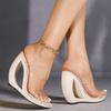 Women's Wedge Sandals - Transparent One-Strap Heeled Slippers Summer, Open-Toe Slip-On Sandals for Outdoor Wear  (LFD-907188-4)