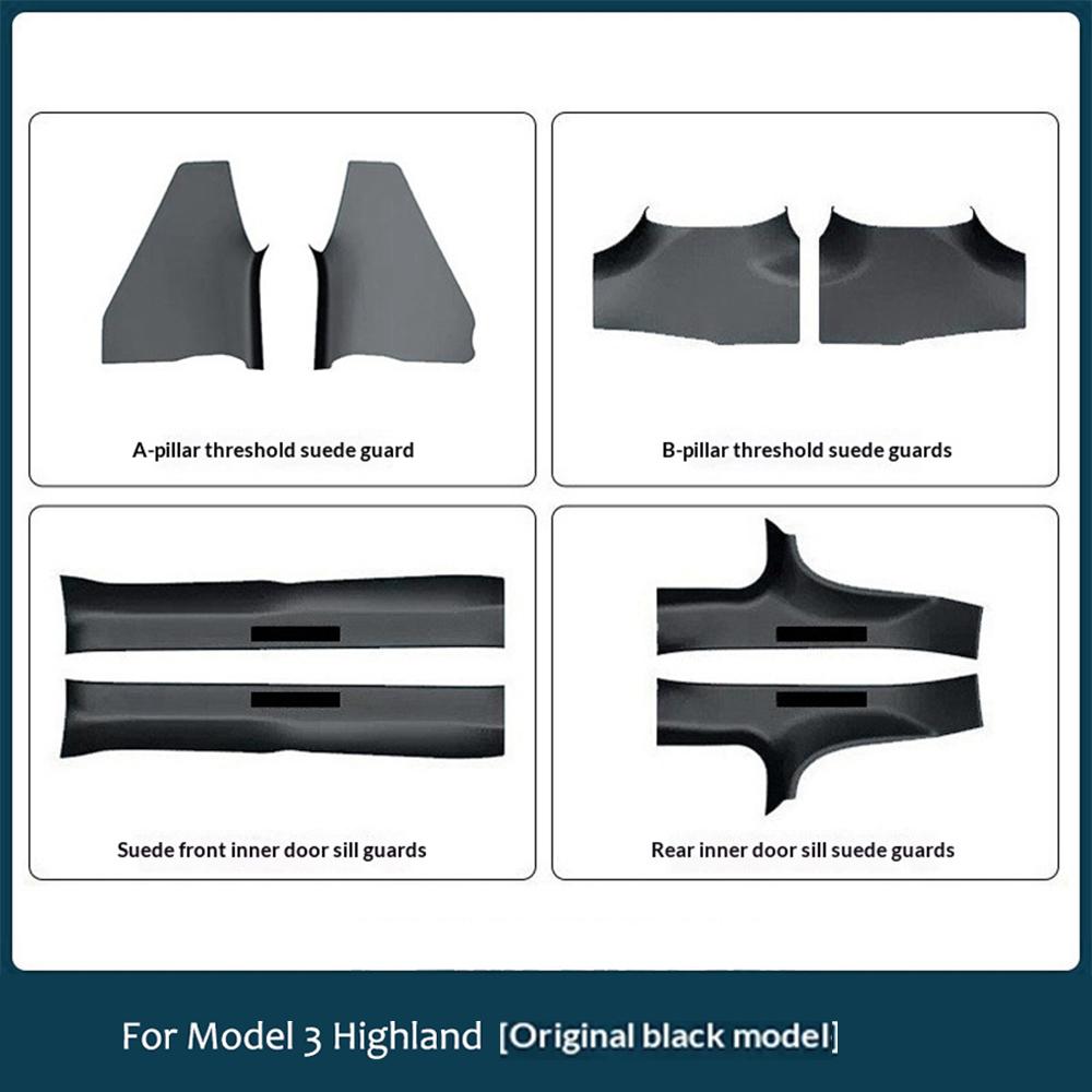 For Tesla Model 3 Highland ABS Car Front Rear Door Sill Protector Threshold Strip Waterproof Anti-kick Guard Panel Accessories Interior Mirrors 6