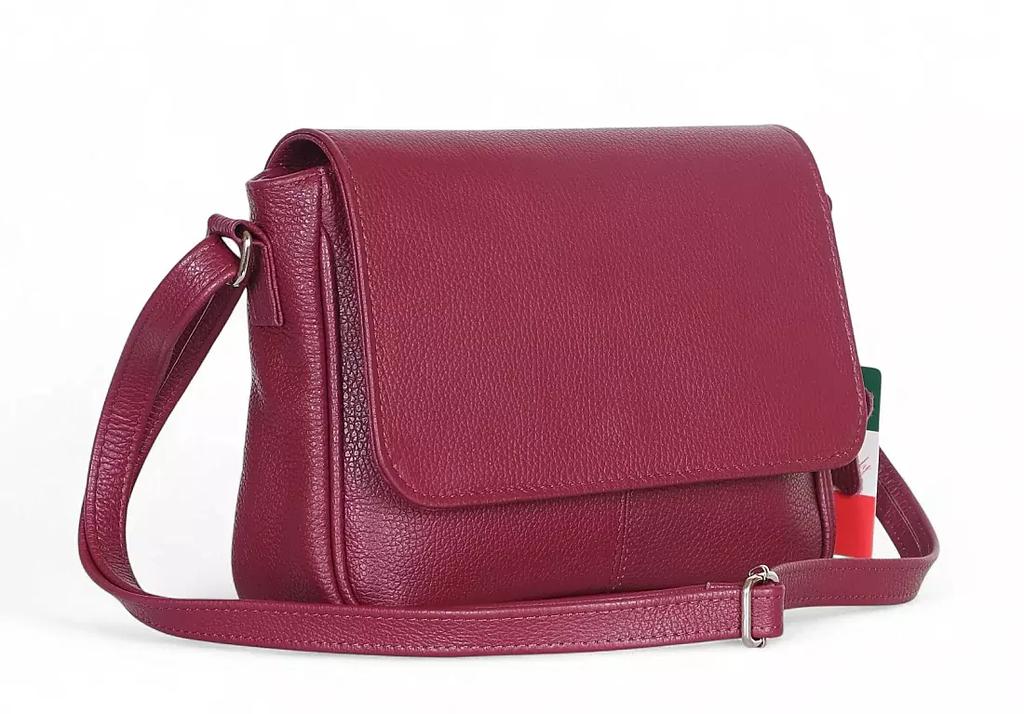 Vera Pelle - Leather Messenger Bag Made of Italian Genuine Leather, Plum