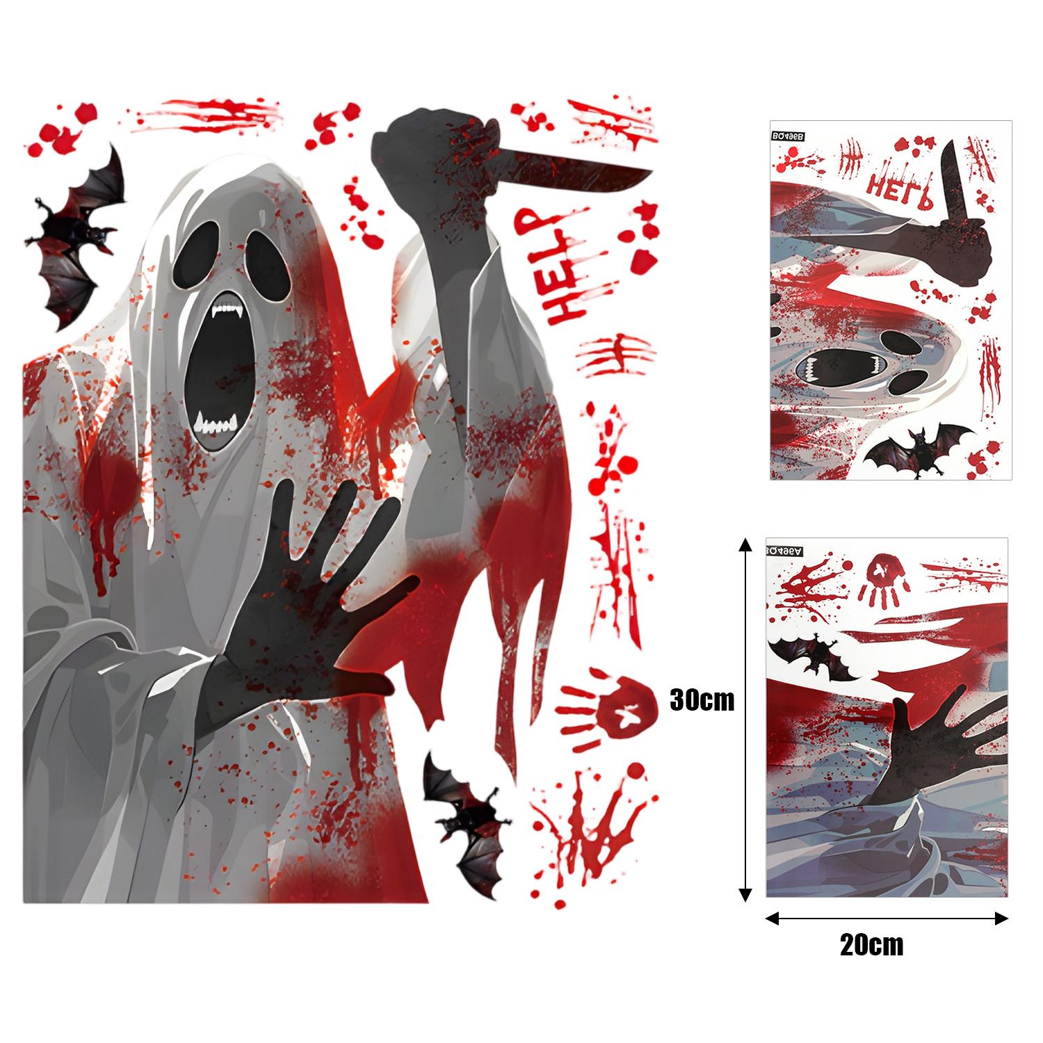 

Хэллоуин Ужас Наклейки на окна Жуткие ПВХ Статическая пленка Наклейки Многоразовые Стеклянные наклейки для дверей Украшения для домашней вечеринки Без следов
