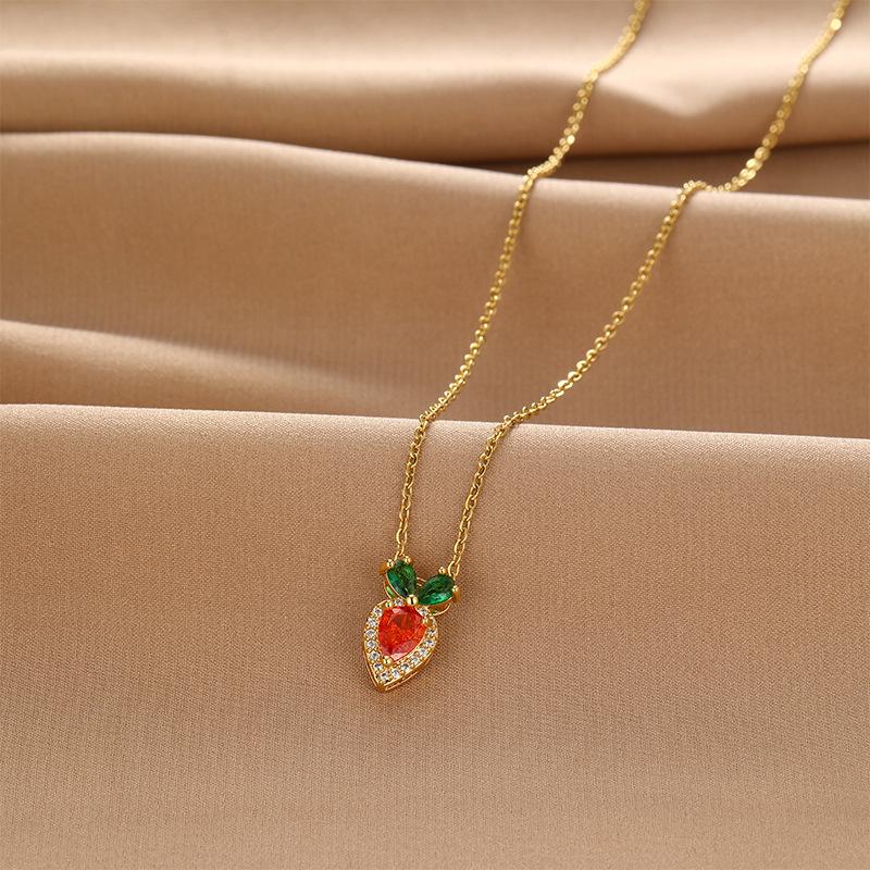 Wind Cute Carrot Necklace Female Senior Personality Trend Versatile Micro Inlaid Pendant Collarbone Chain Jewelry