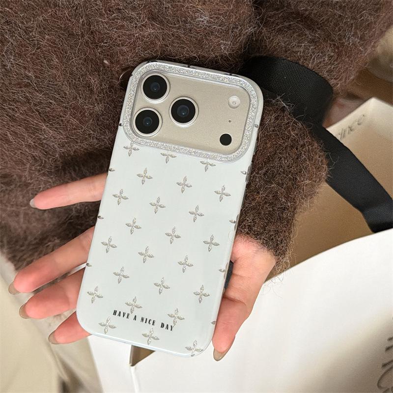Glitter Flower Cross Lanyard Phone Case for iPhone 17/16 Pro Max/15/14 15 Pro Max
