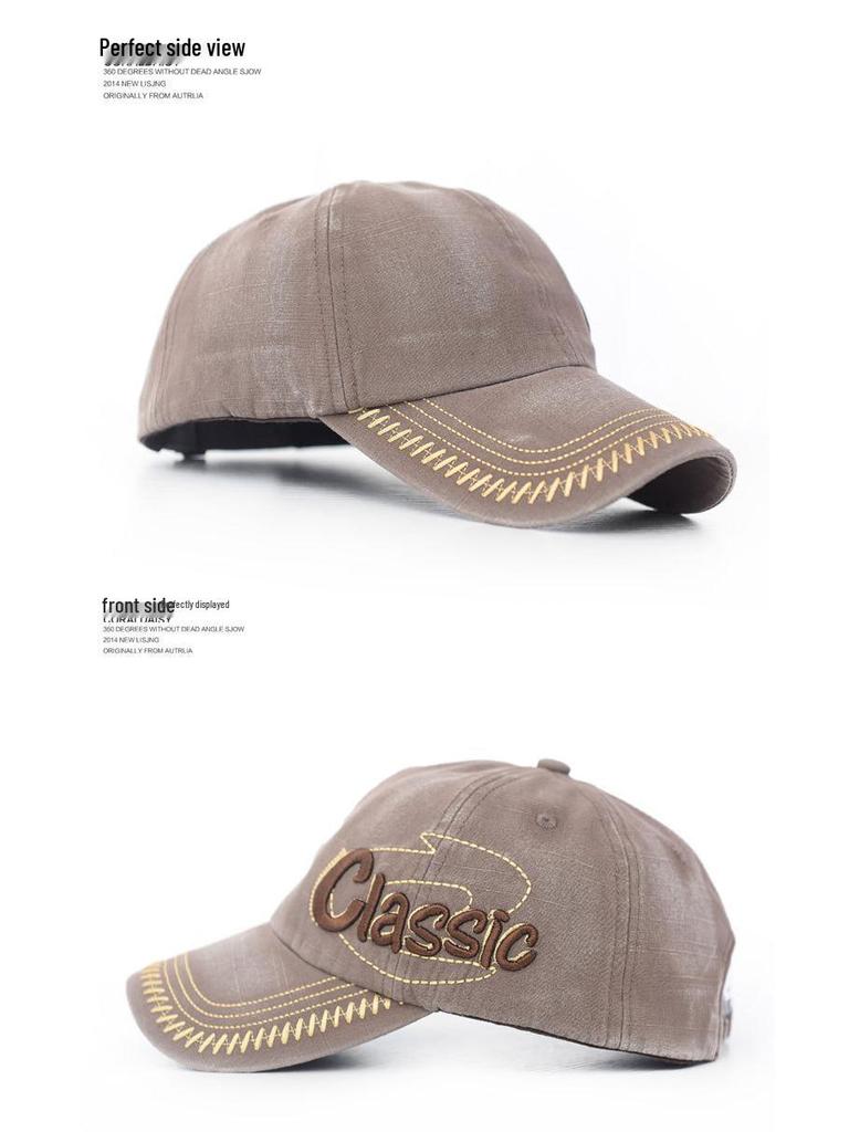 Men's Korean Style Distressed Baseball Cap with Retro Letter 3D Embroidery