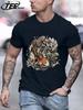 Japanese Harajuku Lotus Koi Print T Shirt Men Fashion AllMatch Streetwear Crewneck Cotton Clothing Unisex Summer Loose TShirts