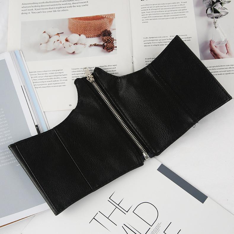 Color Solid Simple Artificial Leather Women Casual Wide Waistband Zipper With