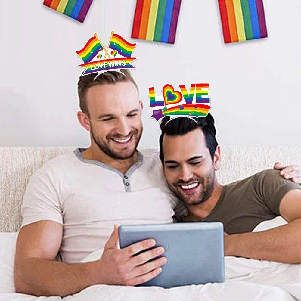 6pcs Seven-color Rainbow Striped Hair Hoop Rainbow Festival Pride Month Hair Bands  Holiday