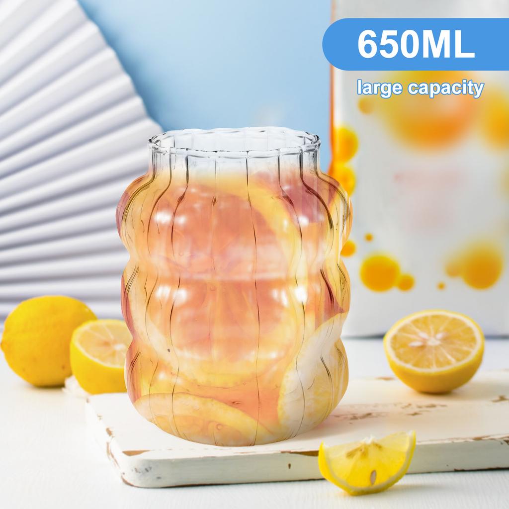 Ripple Shaped Vintage Glass Cups Kit Transparent Glassware Juice Milk Coffee Glasses Cocktail Beverage Cup Kitchen Drinking Mug