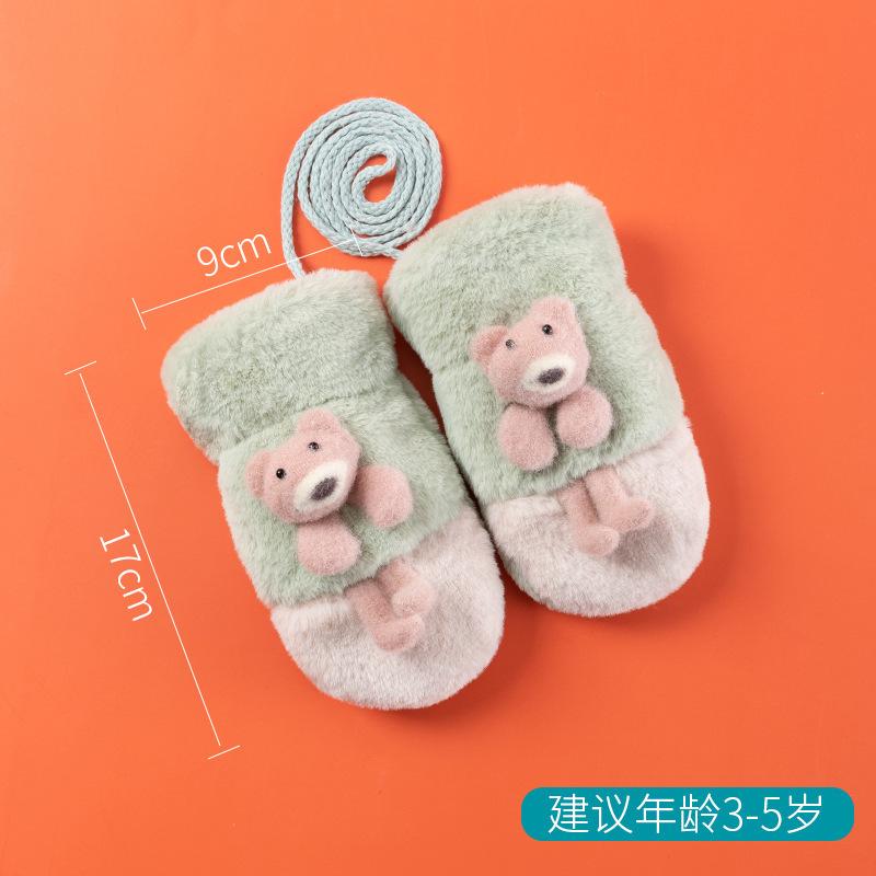 Spot warm children's gloves wholesale, cartoon imitation rabbit hair warm gloves, double-layer velvet mittens