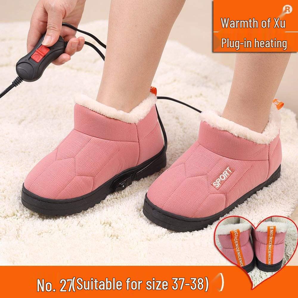 Men's and Women's Electric Heating Rechargeable Cotton Slippers - Warm Feet Device with Walking Pad