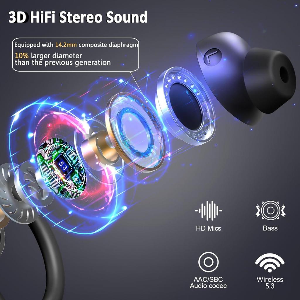 Q38 Waterproof Bluetooth In-ear Earphones with Digital Display - New Model, Hot-Selling Sports Ear-hook Stereo.