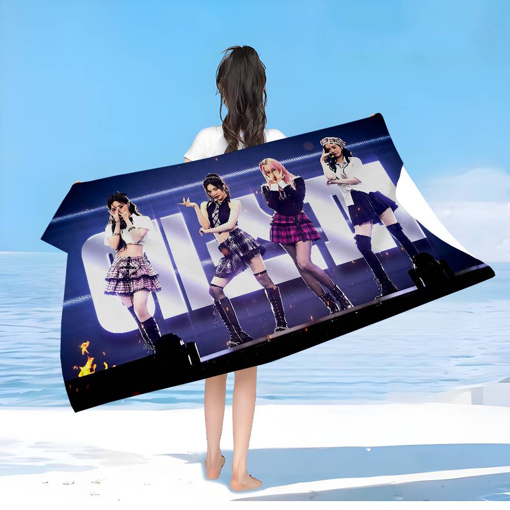 Korean Kpop Group A-Aespas Anime Beach Swimming Towel Soft Absorbent Washcloth Children's Gifts for Kids Travel Camping Gym