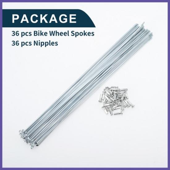 1 Set 14G 293mm Length Bicycle Spokes Nipple Galvanized