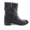Great CHANEL short boots black leather Women 38 G37826 Used