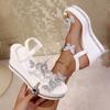 Women's Rhinestone Sandals 2025 Summer New Arrival Outdoor Platform Thick Sole Versatile Wedge Beach Sandals