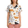 Women's Casual Short-Sleeve Cute Animal Print V-Neck Pocket Workwear Top