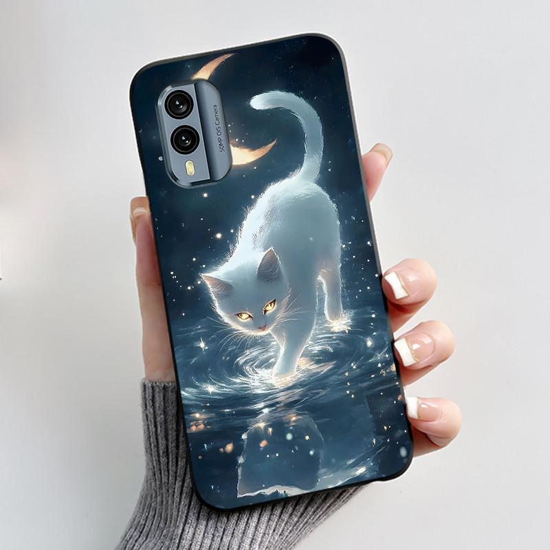 Casing For Nokia X30 5G Case Aesthetic Fashion Cute Cat Astronaut Cartoon Black Silicone Soft Shockproof Phone Case Back Cover