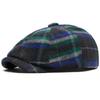 HT4489 Berets Men Women Autumn Winter Wool Beret Hat Artist Painter Flat Cap Hat Female Male Colored Plaid Octagonal Beret Cap