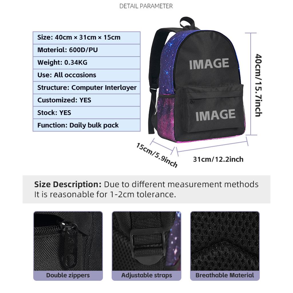 Movie Peripheral Print Backpack, School Bag Student Campus With Plush Ball Backpack