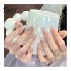 Unhas Postiças Gradiente Nude 10 Peças Press on Nails, Kit Completo Rosa Falso, Reutilizável Glitter Luxo Pedraria Cola para Nail Art com Pedrarias, Cobertura