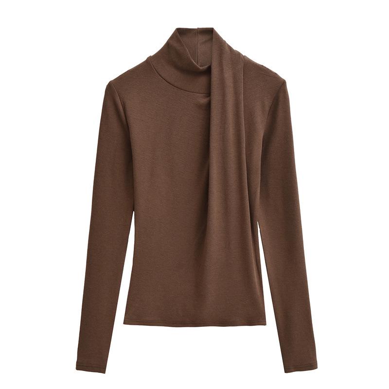 Women's Korean-Style Cashmere-Feel Slimming Long-Sleeve T-Shirt for Autumn/Winter.