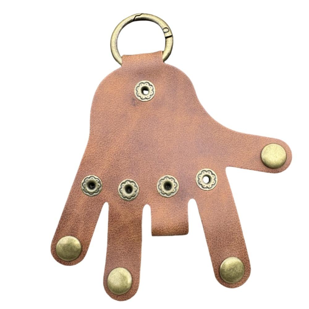 

Novelty Leather Keychain Cowhide Hand Keychain Holder Unique Hand Shape Pendant Bag/key Decor коричневый