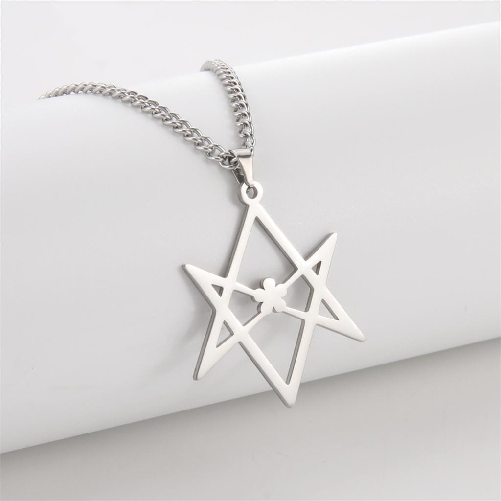  Thelema Hexagram Necklace Stainless Steel Classic Sacred Religious Symbol Pendant Chain Amulet Spiritual Jewelry Gift