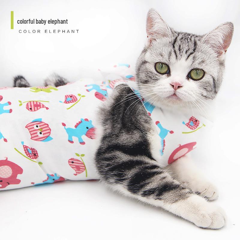 Breathable Cotton Summer Sterilization Suit for Female Cats - Surgical and Weaning Clothes