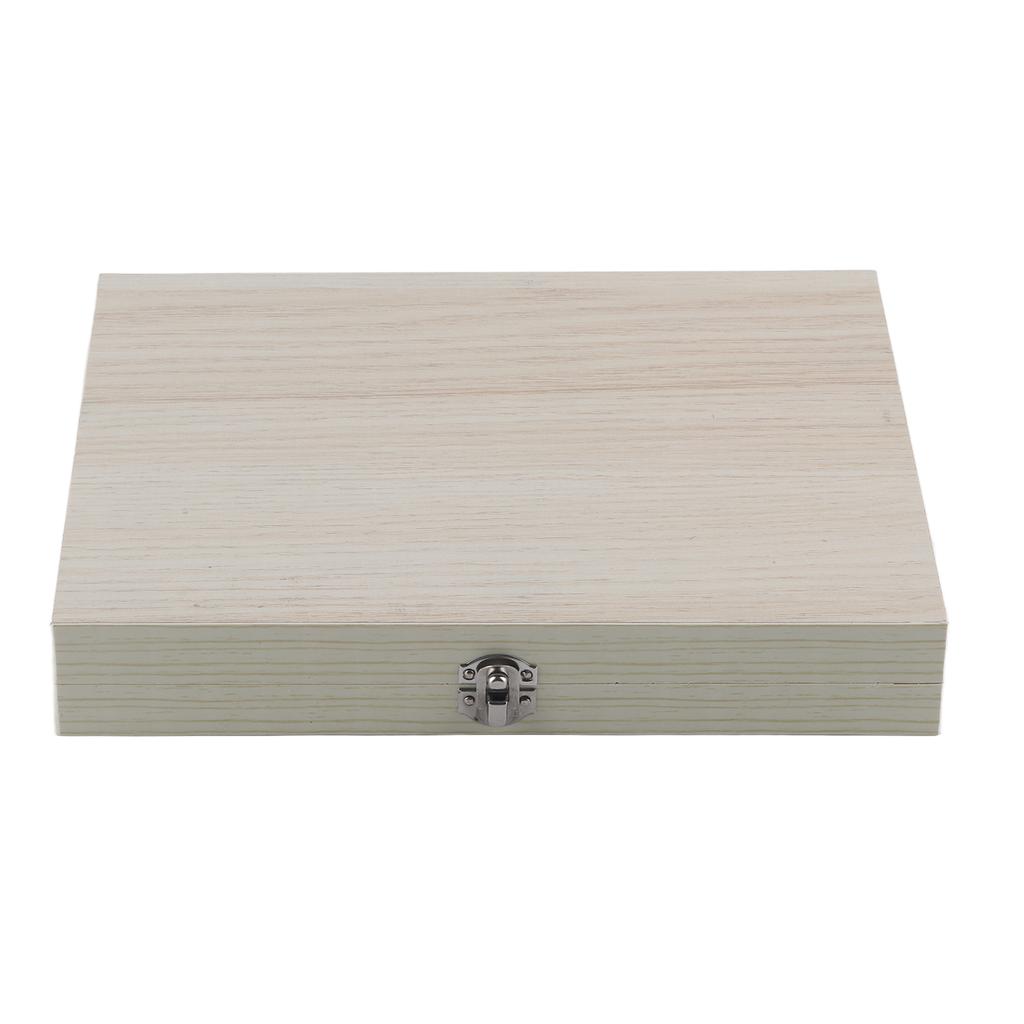 Wooden Box with Lock Storage for Lab Glass Prepared Microscope Slides Storing Tool