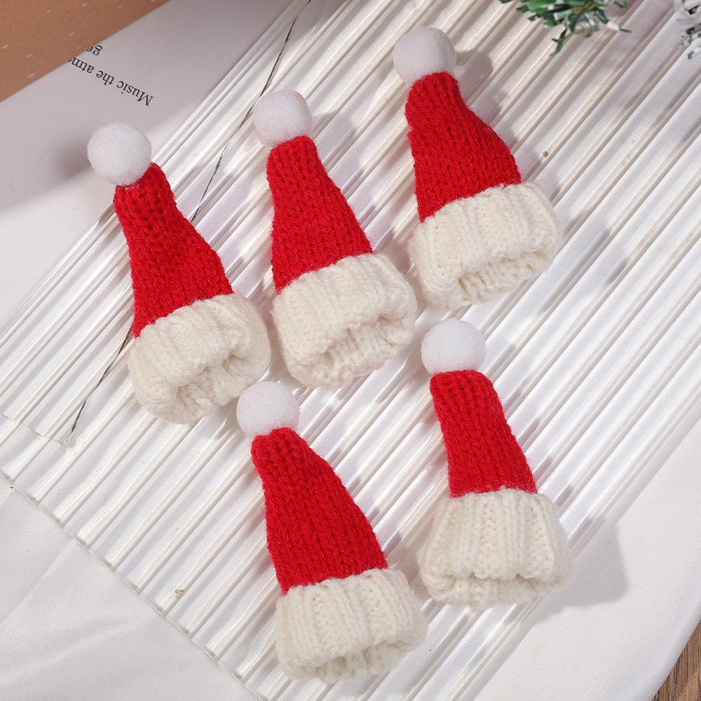 1-10pcs Christmas Doll Mini Finger Wool Hat Scarfs DIY Doll Packaging Accessories Decoration Wine Bottle Activity Scene Props