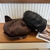 1pc PU Leather Cute Cat Ear Berets For Women Solid Color Casual Newsboy Cap Personalized Peaked Cap