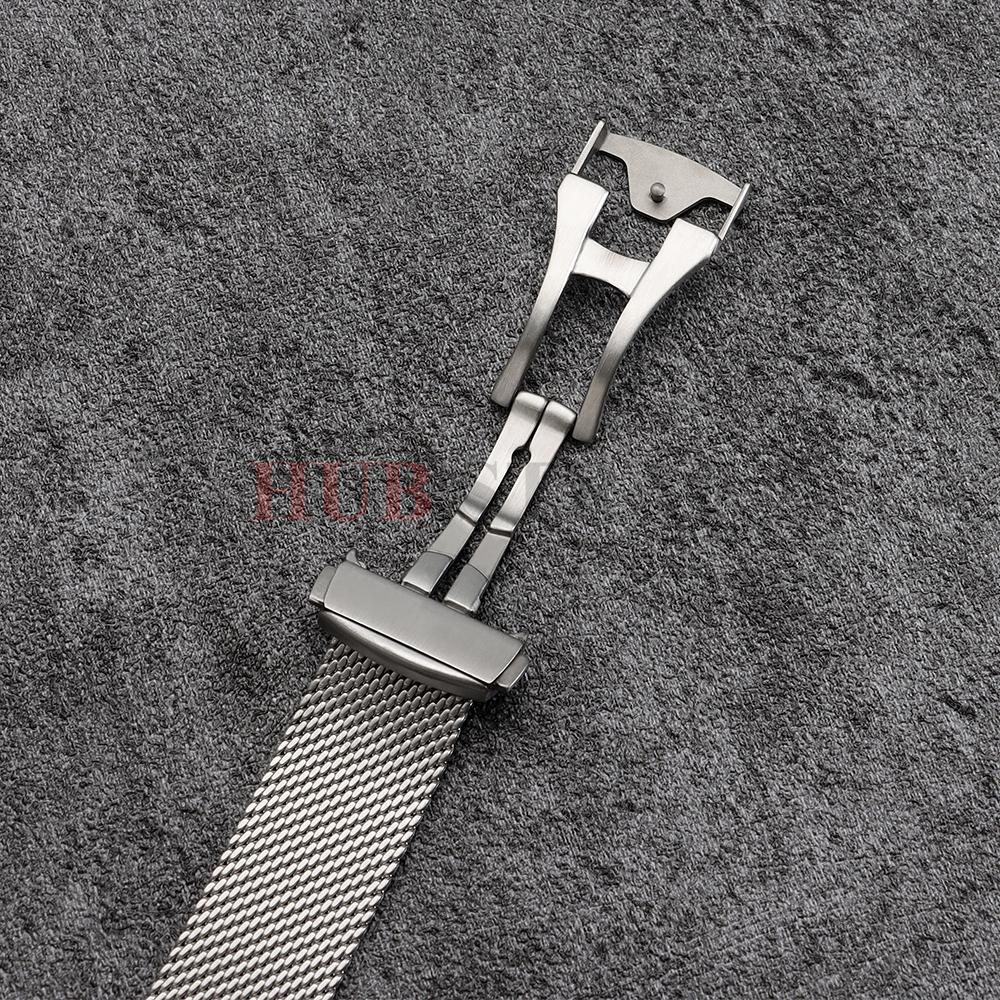 For Omega Seamaster 007 20mm 22mm Silver Black Mesh Bracelet Flat Interface Stainless Steel Watch Strap Quick Release Men Women